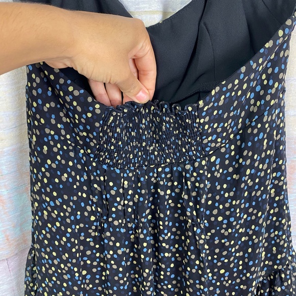 BCBGMaxAzria Womens Ruched Back Strap Neck Tie Polka Dot Dress NWOT - Picture 4 of 7